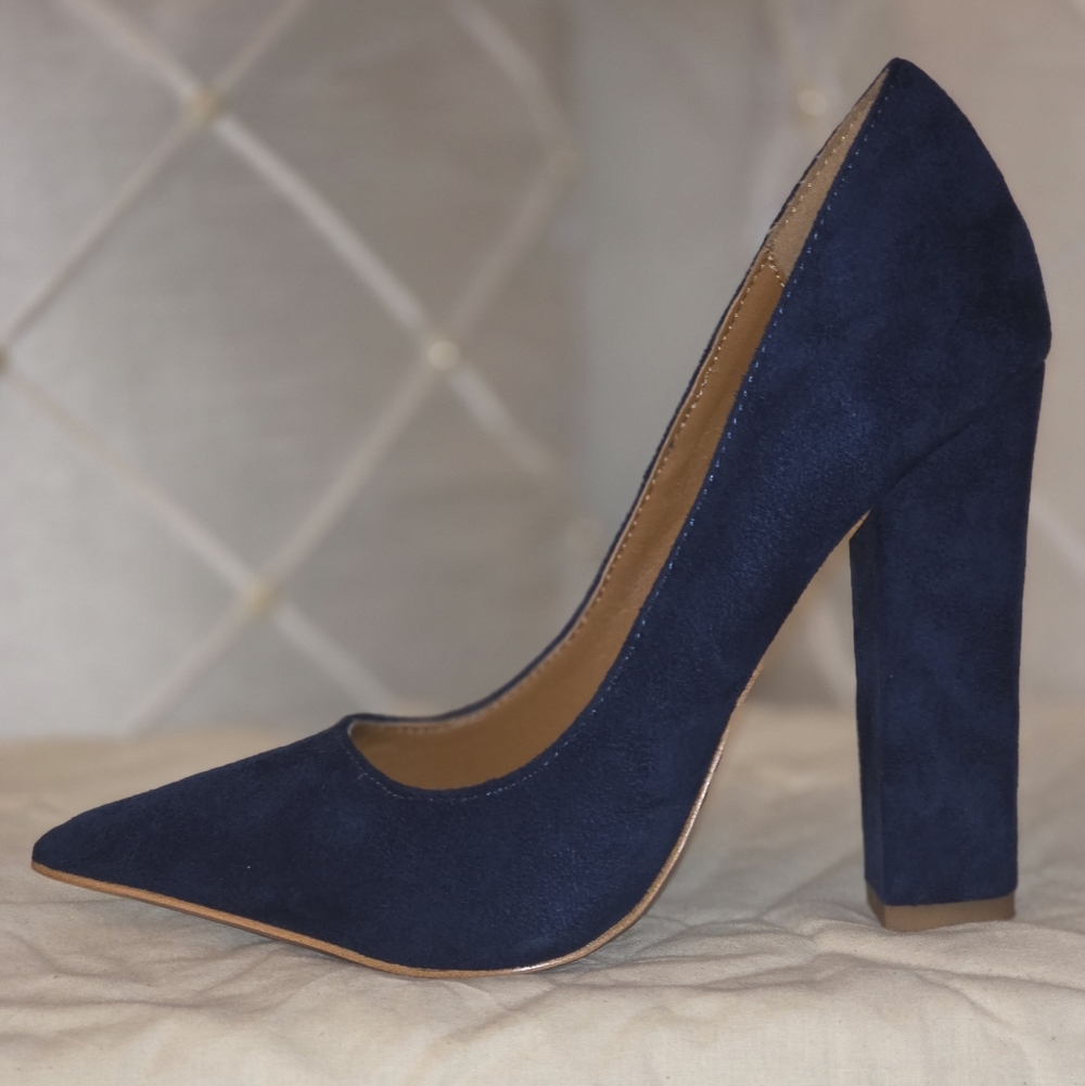 Shoe Republic LA Navy Suede Heels